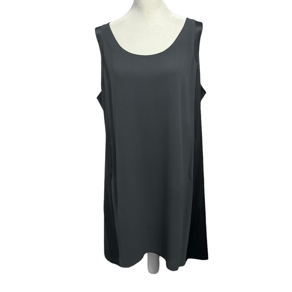 Eileen Fisher Silk Tank Dress In Charcoal And Black. Size Xl. Euc